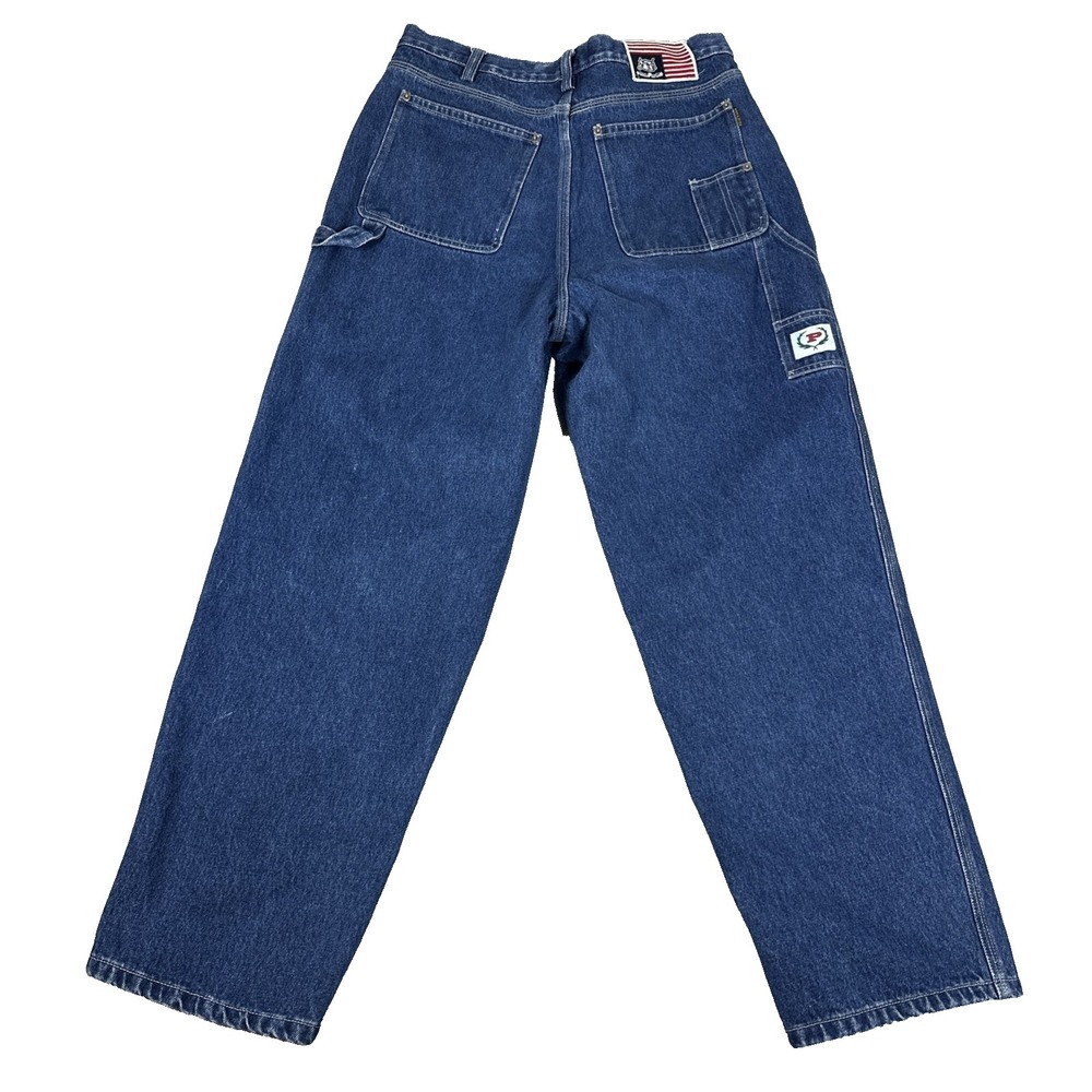 Phat Farm Vintage Y2K Men's Baggy Wide Leg Carpenter Jeans USA Flag Size 34x31